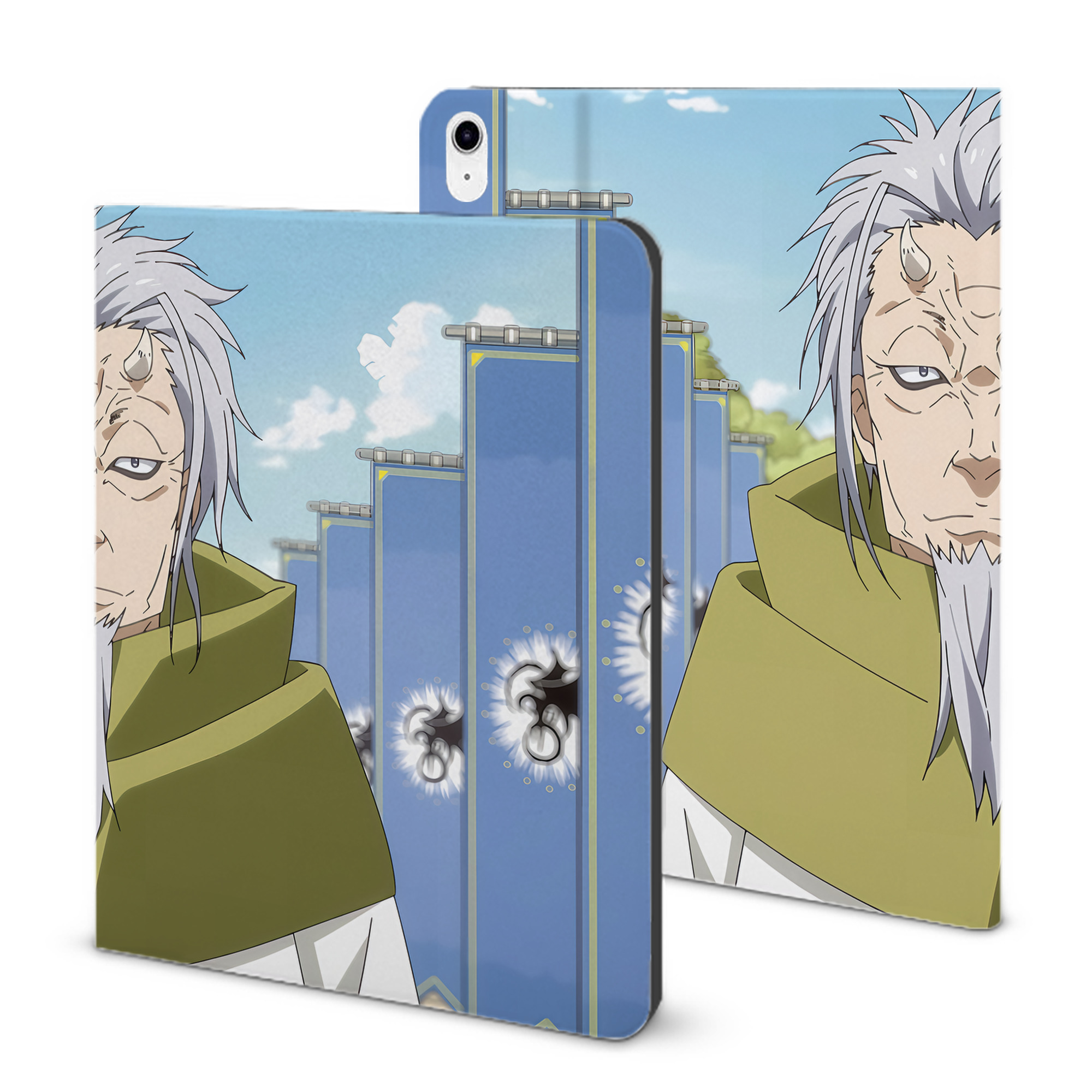 （画像用） 転スラ Regarding Reincarnated to Slime IPad ケース ブック型 PUレザー TPU 耐衝撃 軽量 薄型 ペン収納なし 全面保護 IPad 各モデル対応